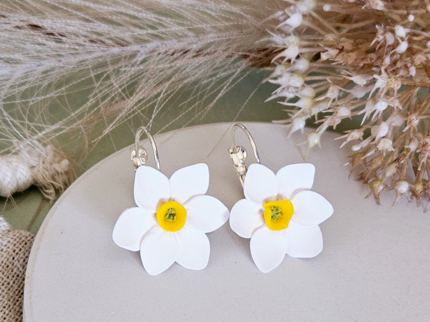 Birth Flower Collection March Daffodil French Hook Earrings