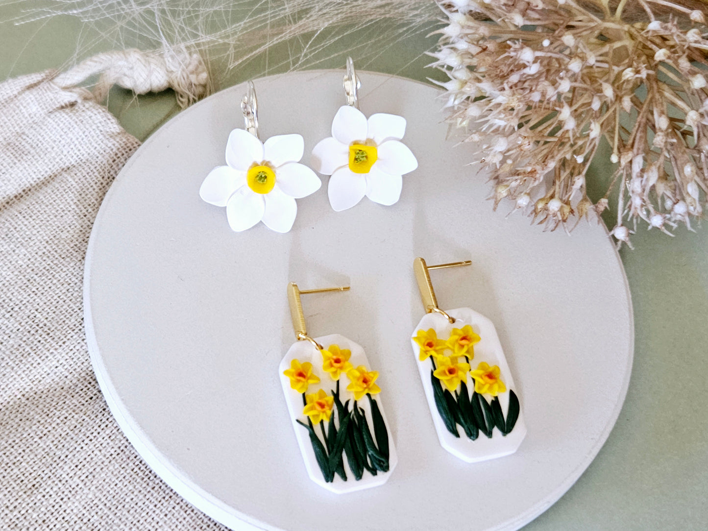 Birth Flower Collection March Daffodil Earrings