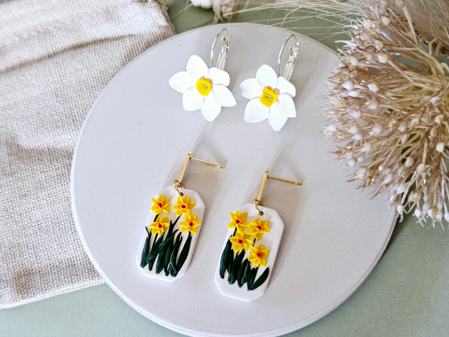 Birth Flower Collection March Daffodil Earrings