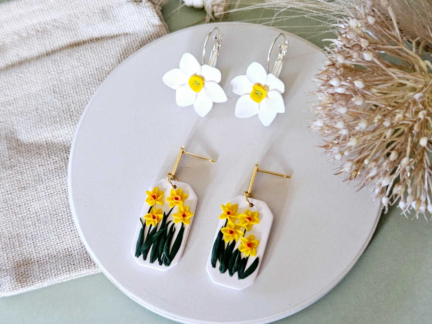 Birth Flower Collection March Daffodil French Hook Earrings