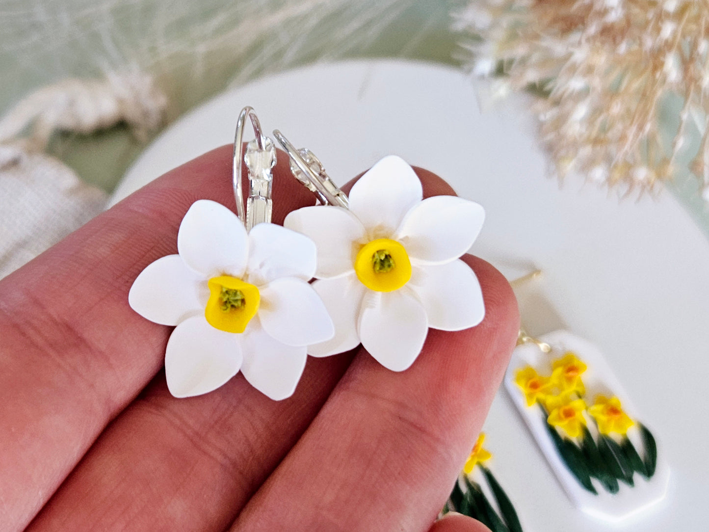 Birth Flower Collection March Daffodil French Hook Earrings