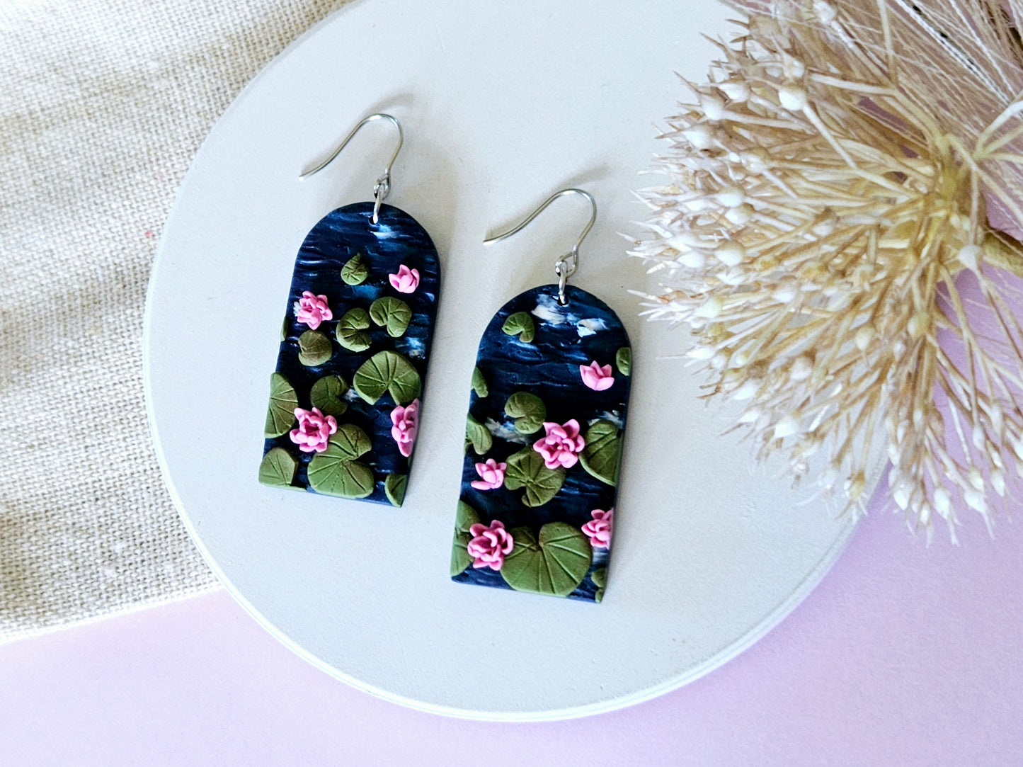 Birth Flower Collection July Water Lily Earrings