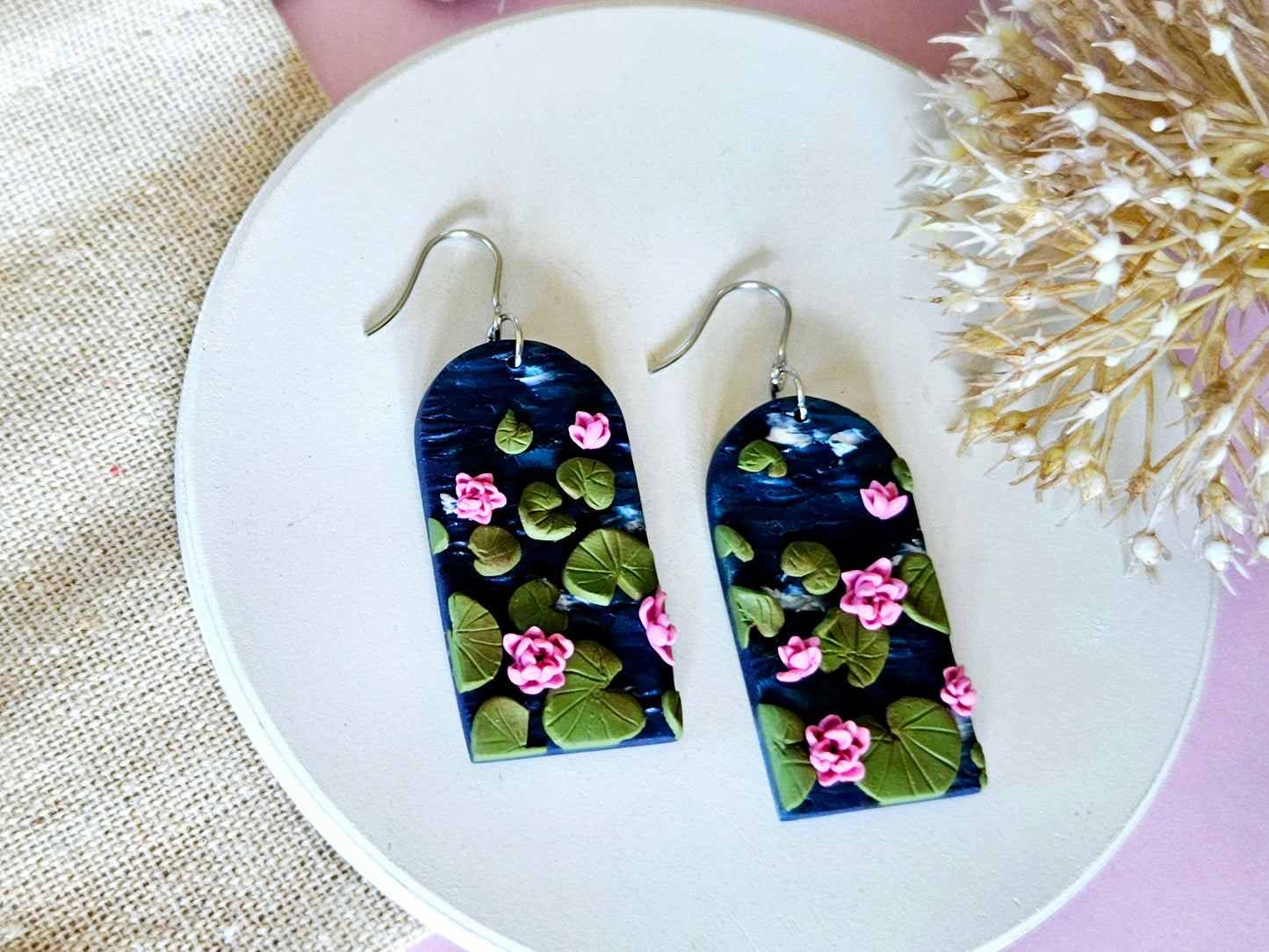 Birth Flower Collection July Water Lily Earrings