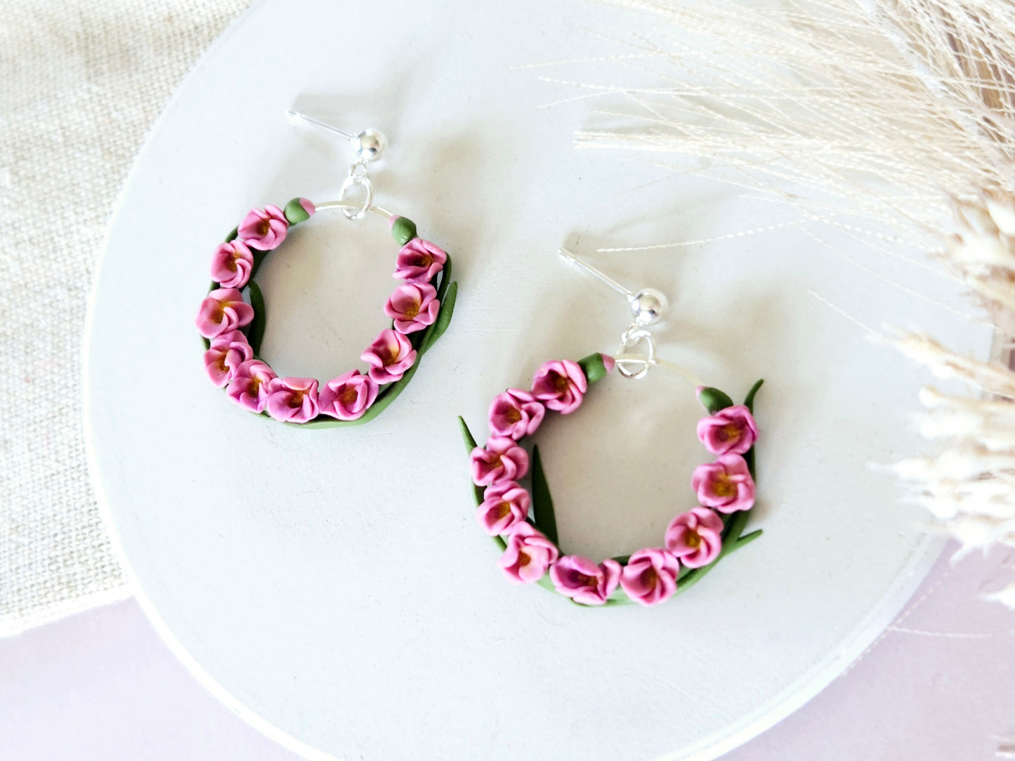 Birth Flower Collection August Gladiolus Silver Earrings