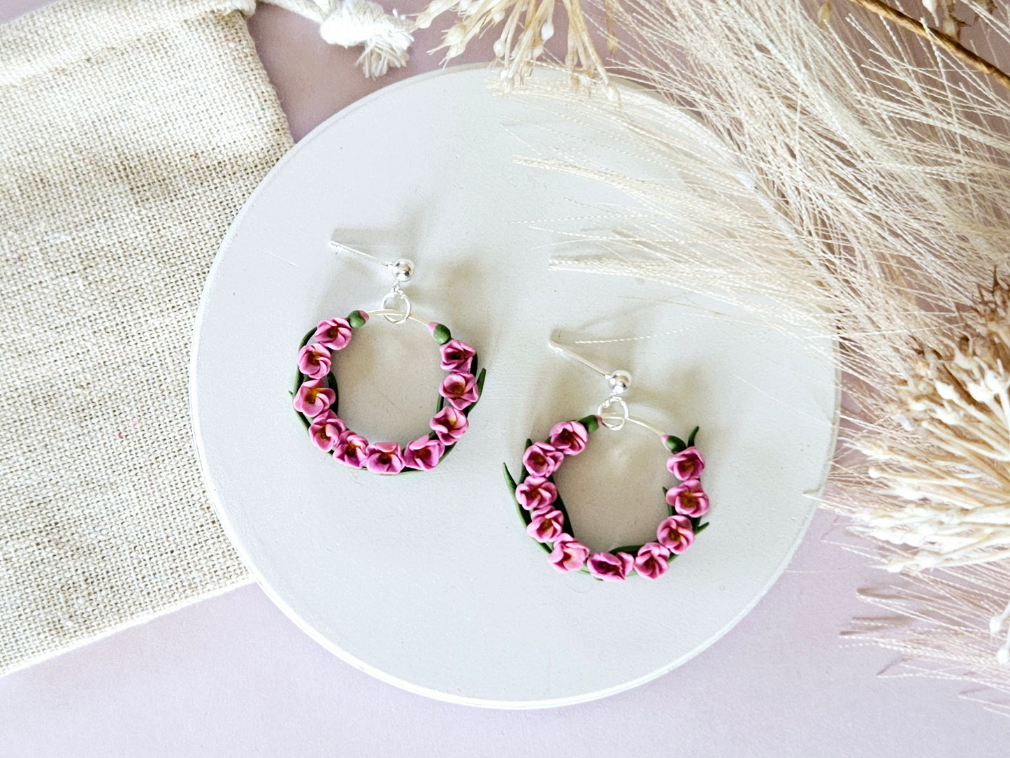 Birth Flower Collection August Gladiolus Silver Earrings