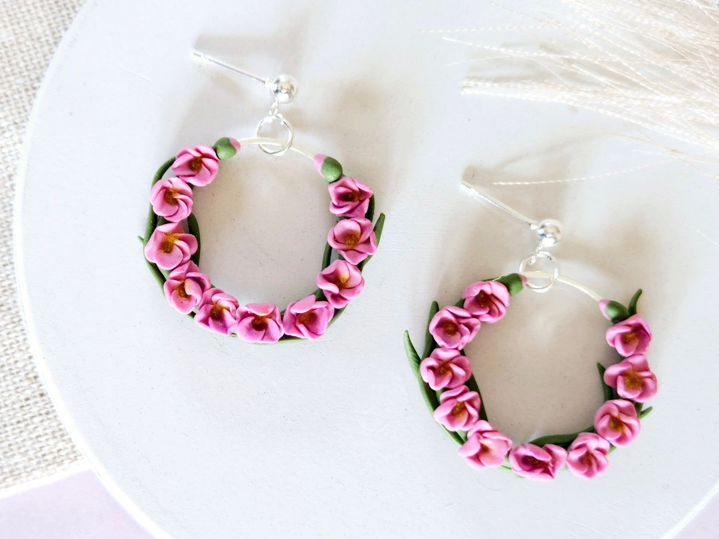 Birth Flower Collection August Gladiolus Silver Earrings