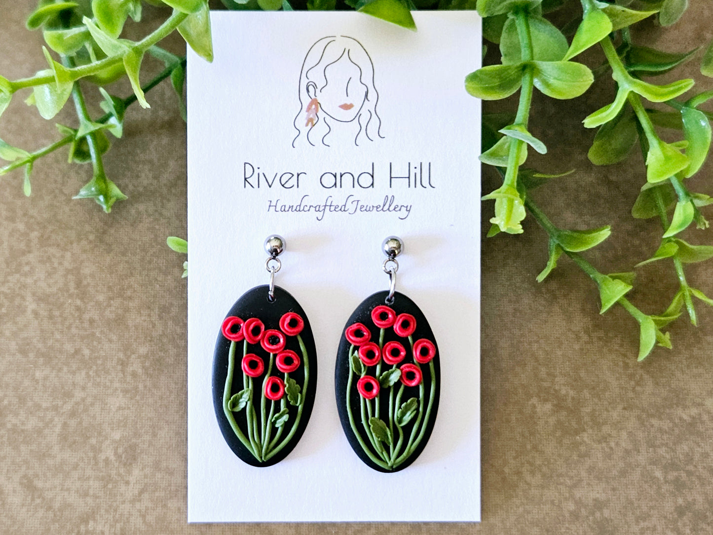 Poppy Fields Oval Earrings