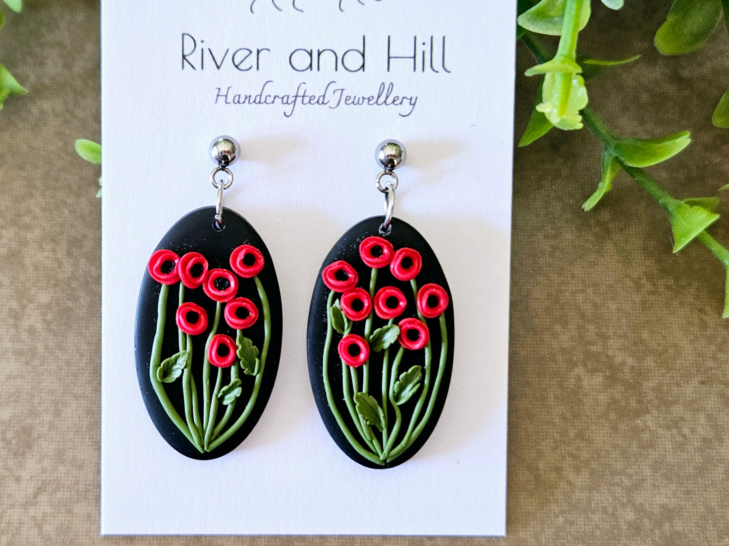 Poppy Fields Oval Earrings