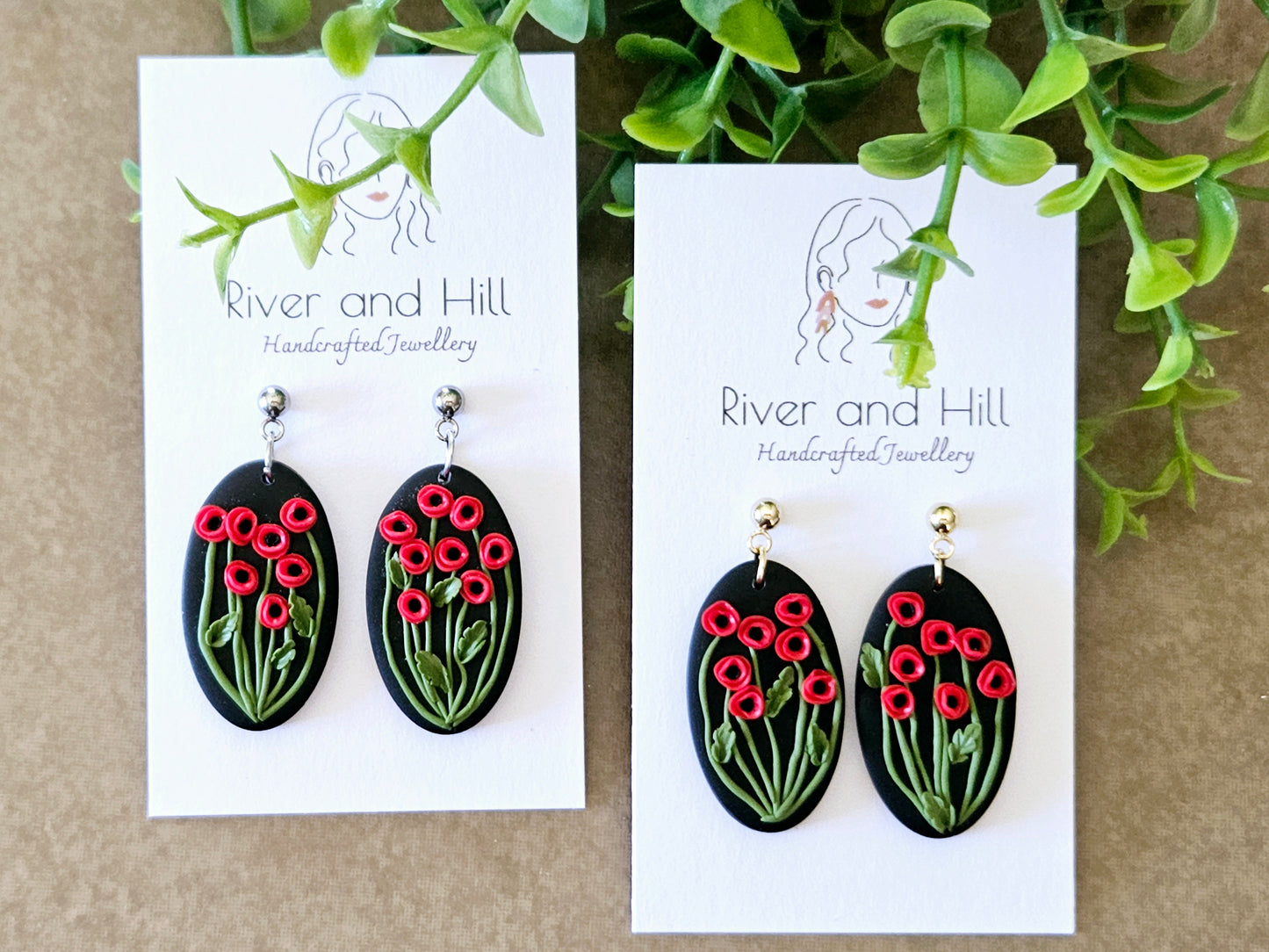 Poppy Fields Oval Earrings