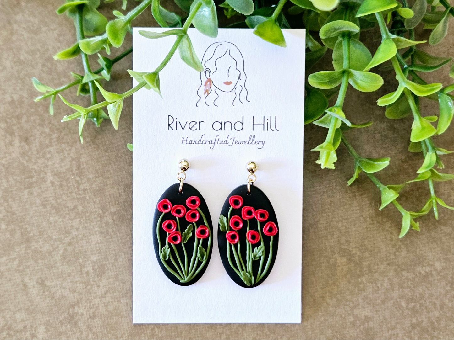 Poppy Fields Oval Earrings