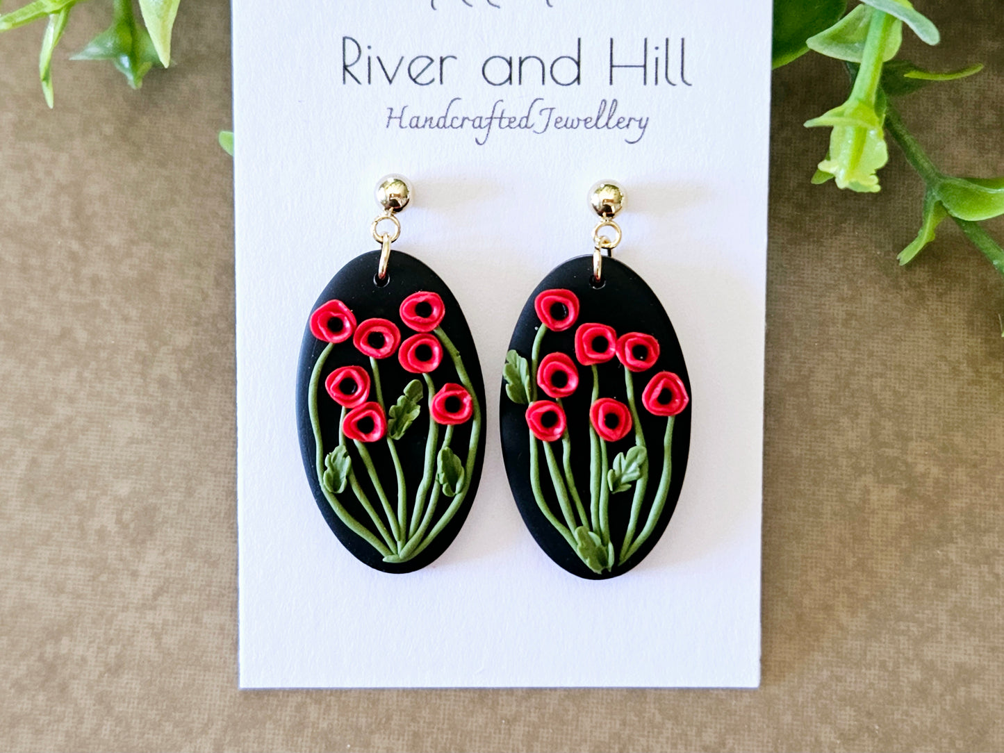 Poppy Fields Oval Earrings