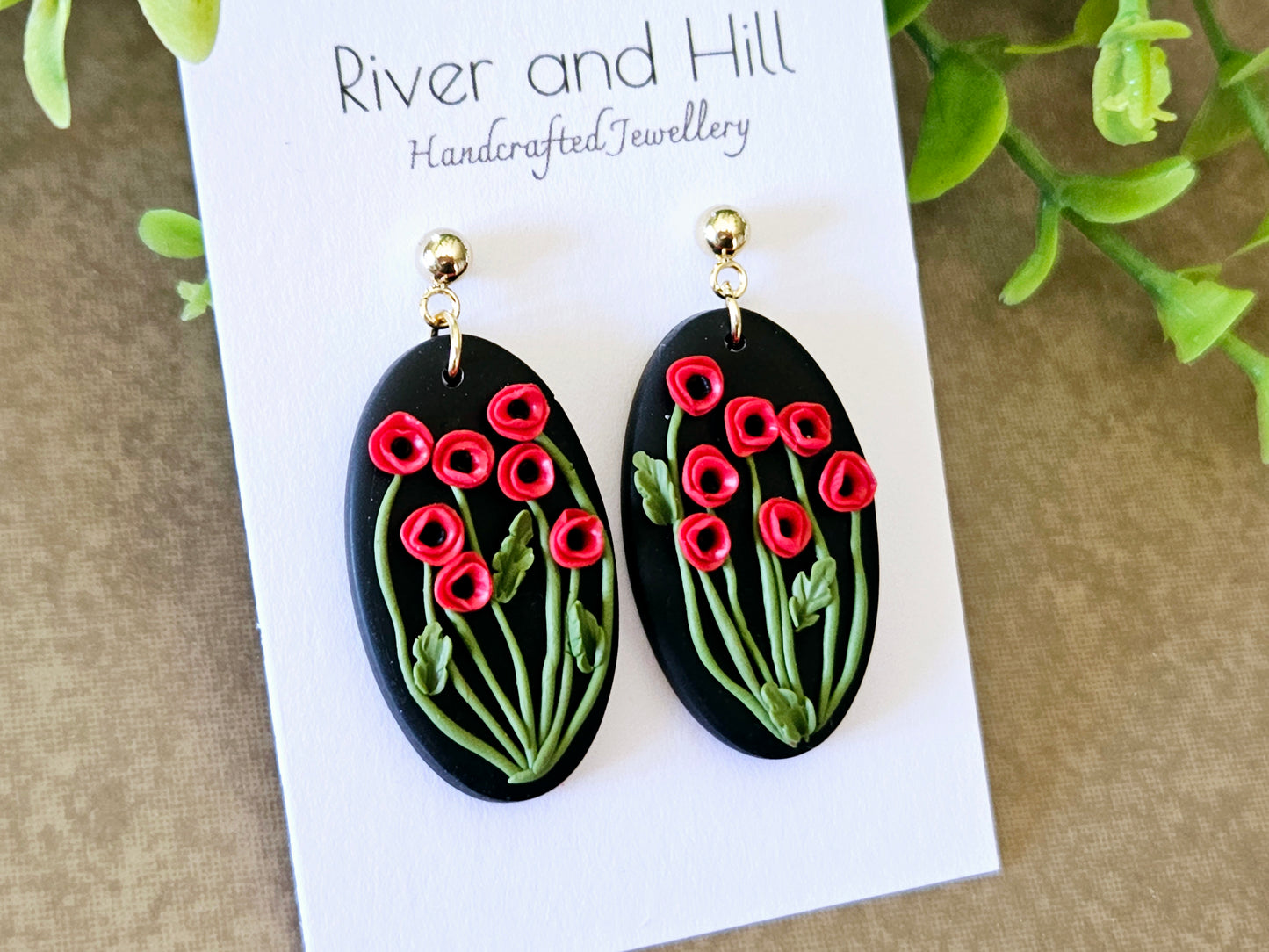 Poppy Fields Oval Earrings