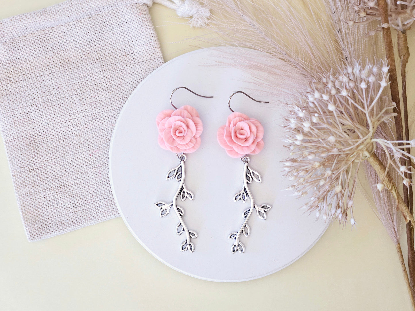 Birth Flower Collection June Pink Rose Earrings