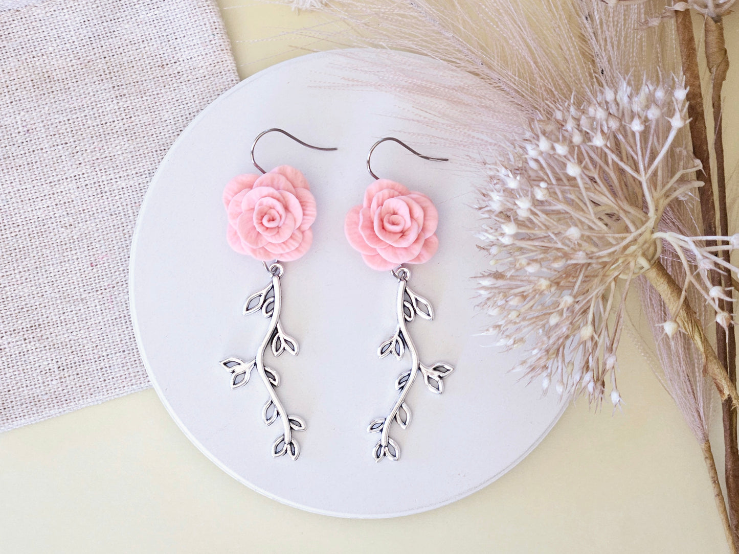 Birth Flower Collection June Pink Rose Earrings