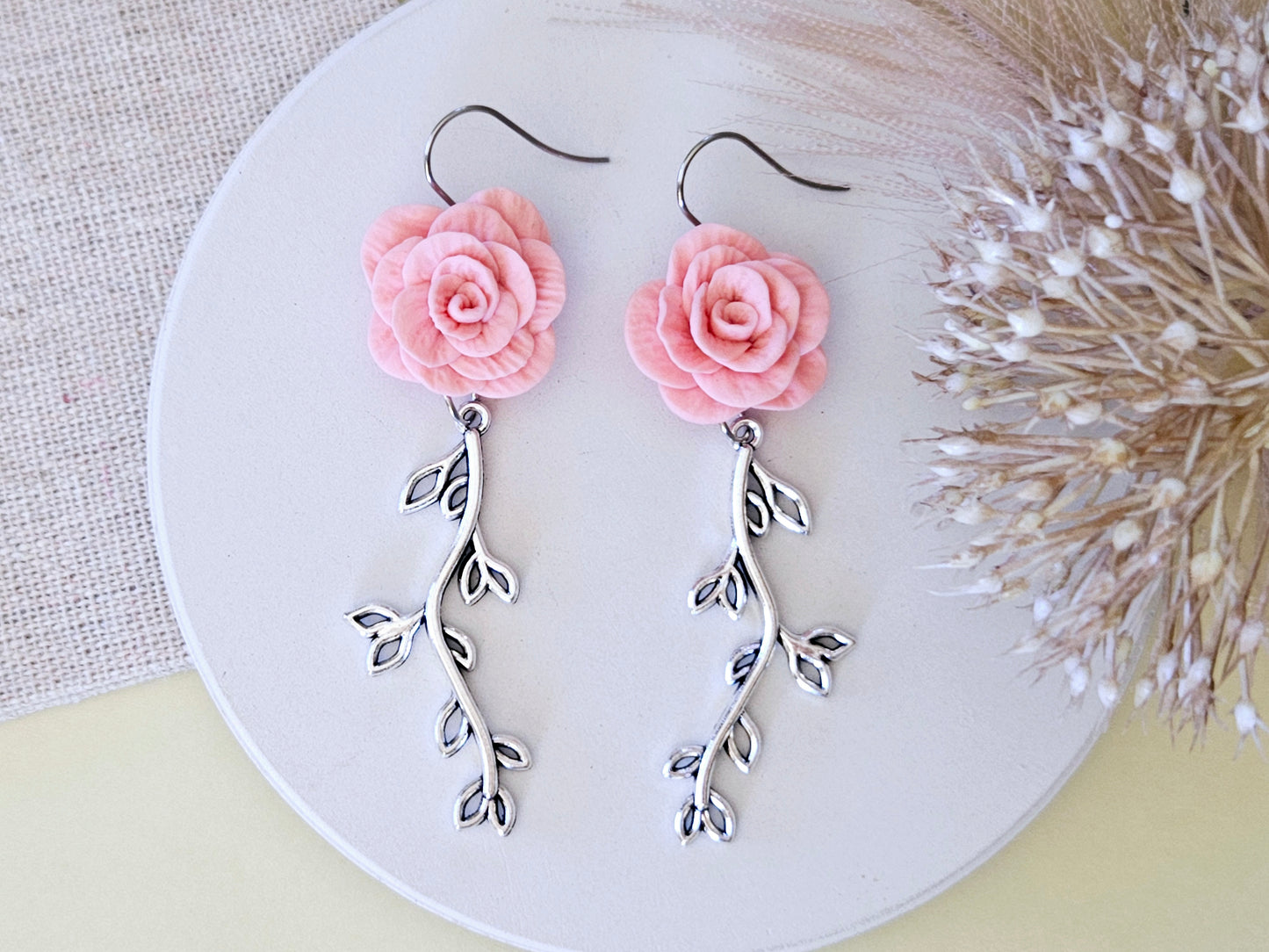 Birth Flower Collection June Pink Rose Earrings