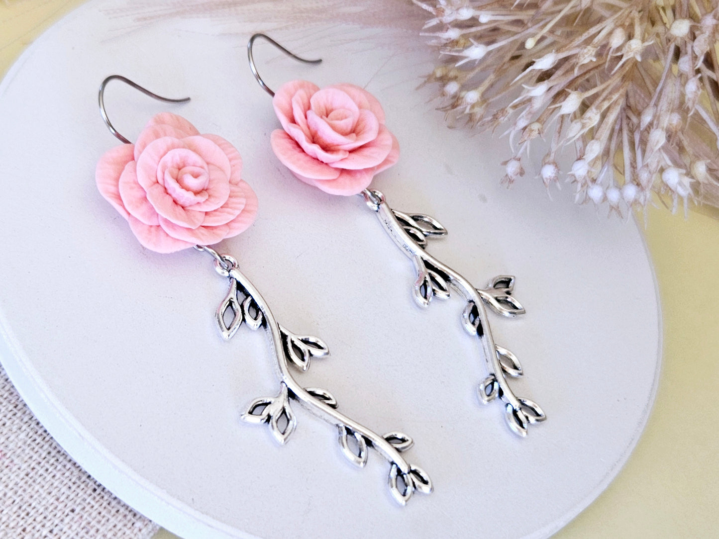 Birth Flower Collection June Pink Rose Earrings