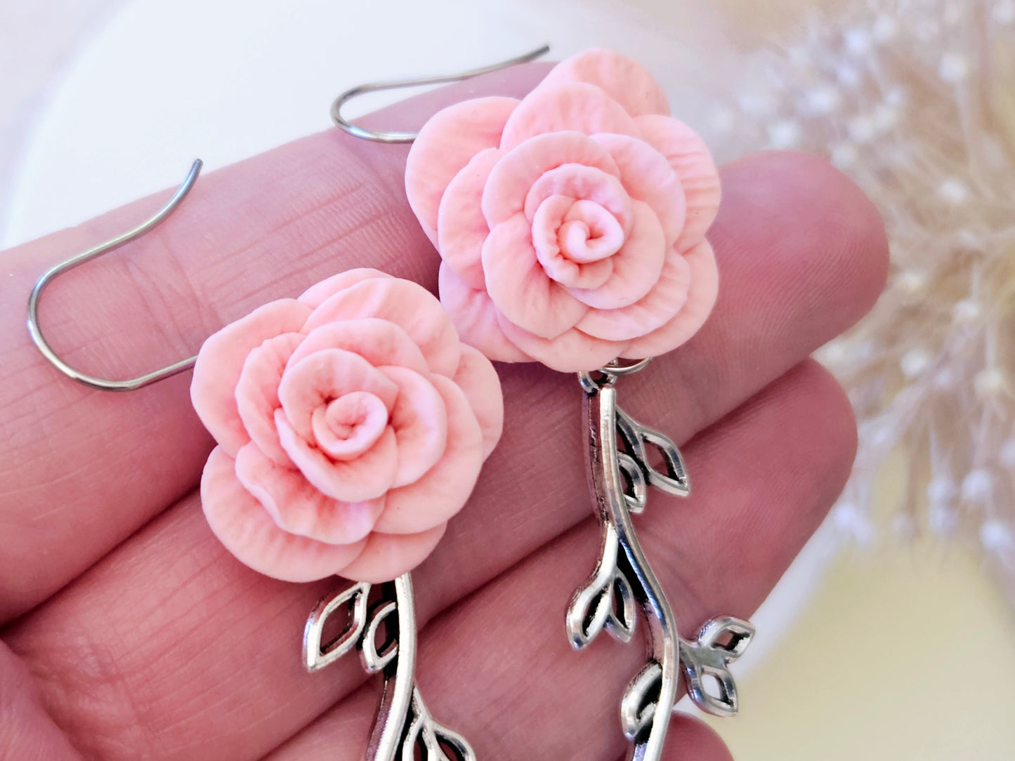 Birth Flower Collection June Pink Rose Earrings