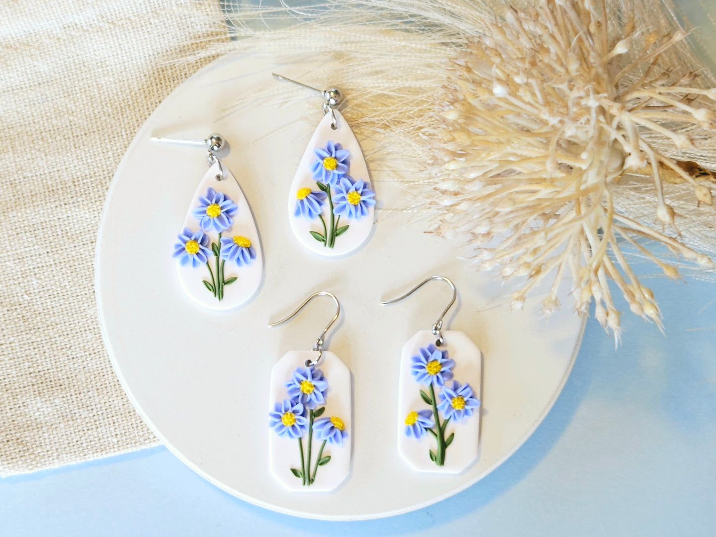 Birth Flower Collection September Aster Drop Earrings