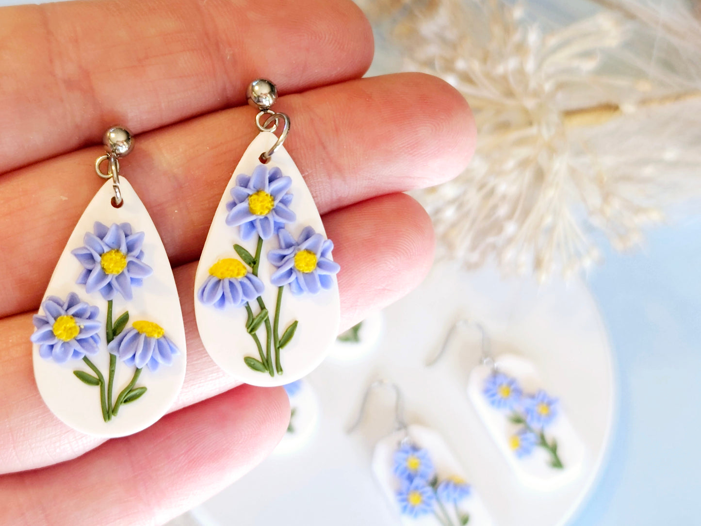 Birth Flower Collection September Aster Drop Earrings