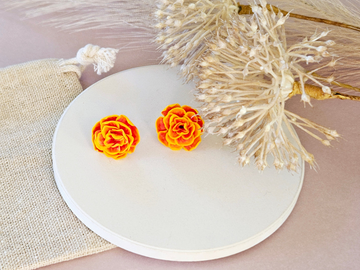 Birth Flower Collection October Marigold Studs