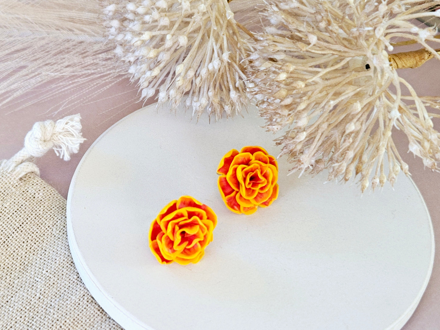 Birth Flower Collection October Marigold Studs