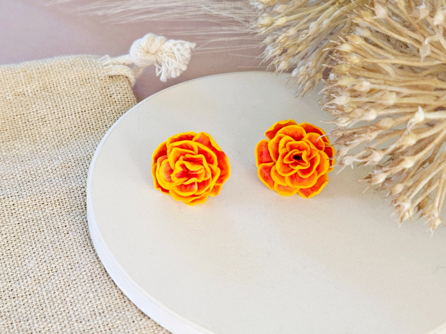 Birth Flower Collection October Marigold Studs