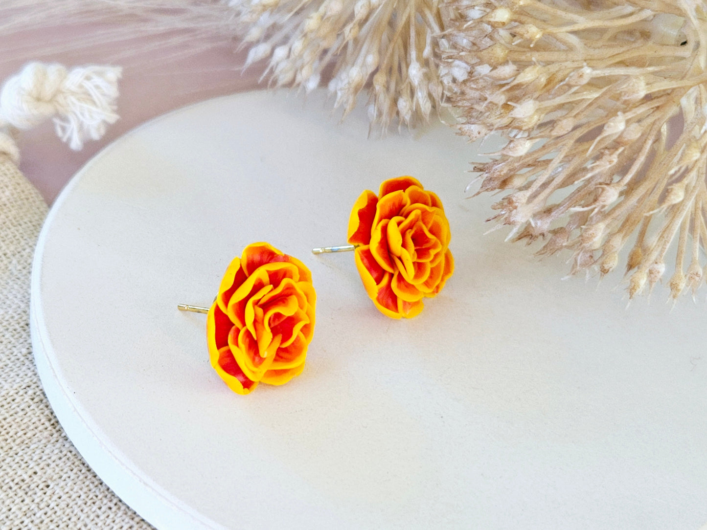 Birth Flower Collection October Marigold Studs