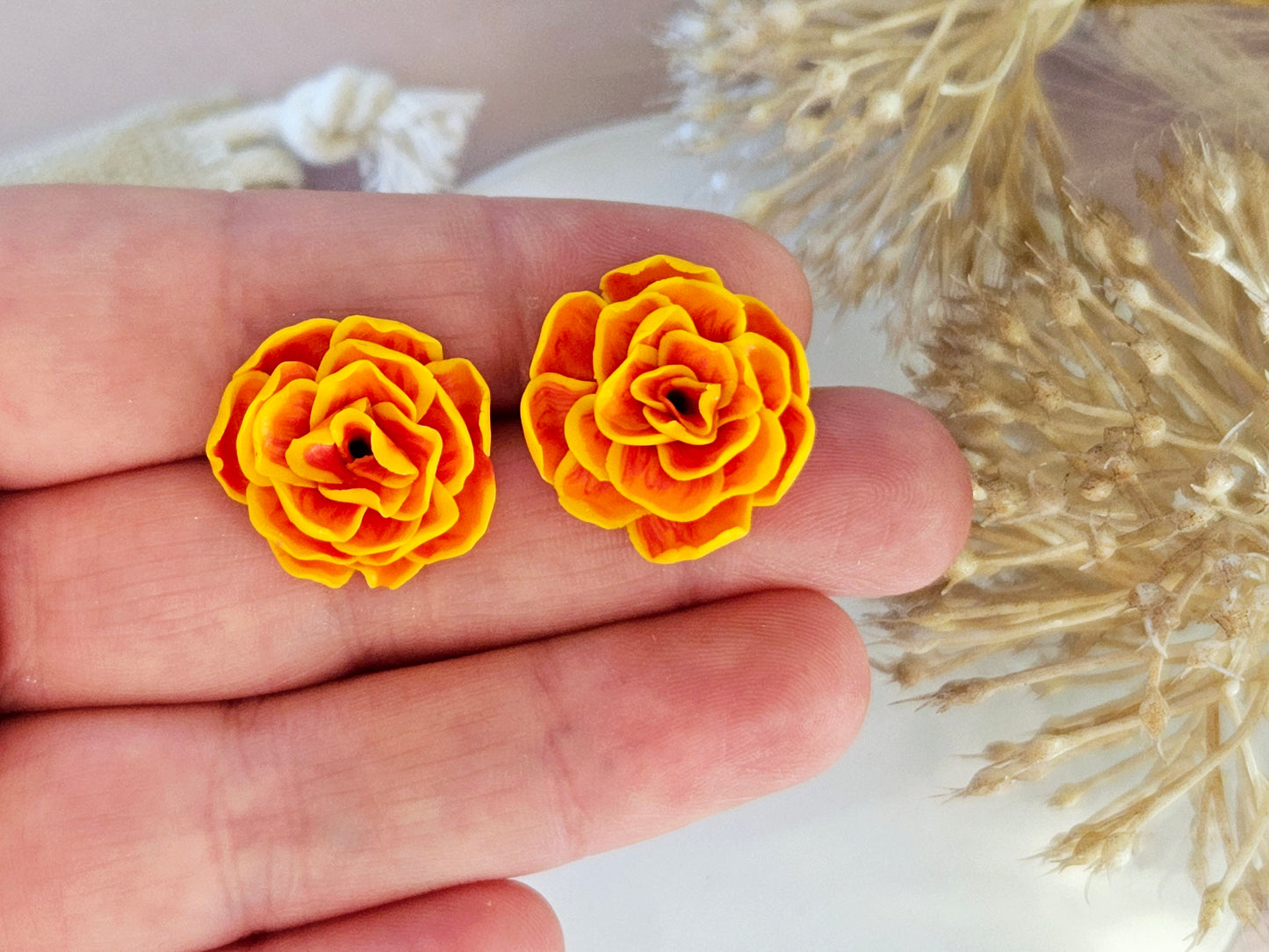 Birth Flower Collection October Marigold Studs