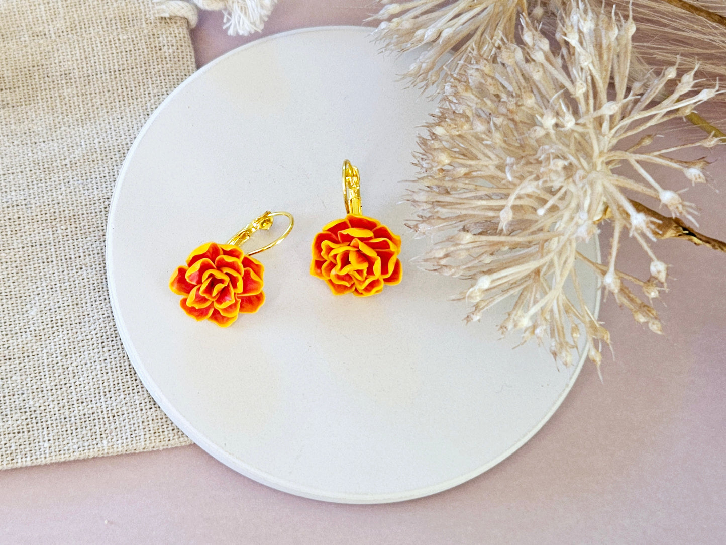 Birth Flower Collection October Marigold Earrings