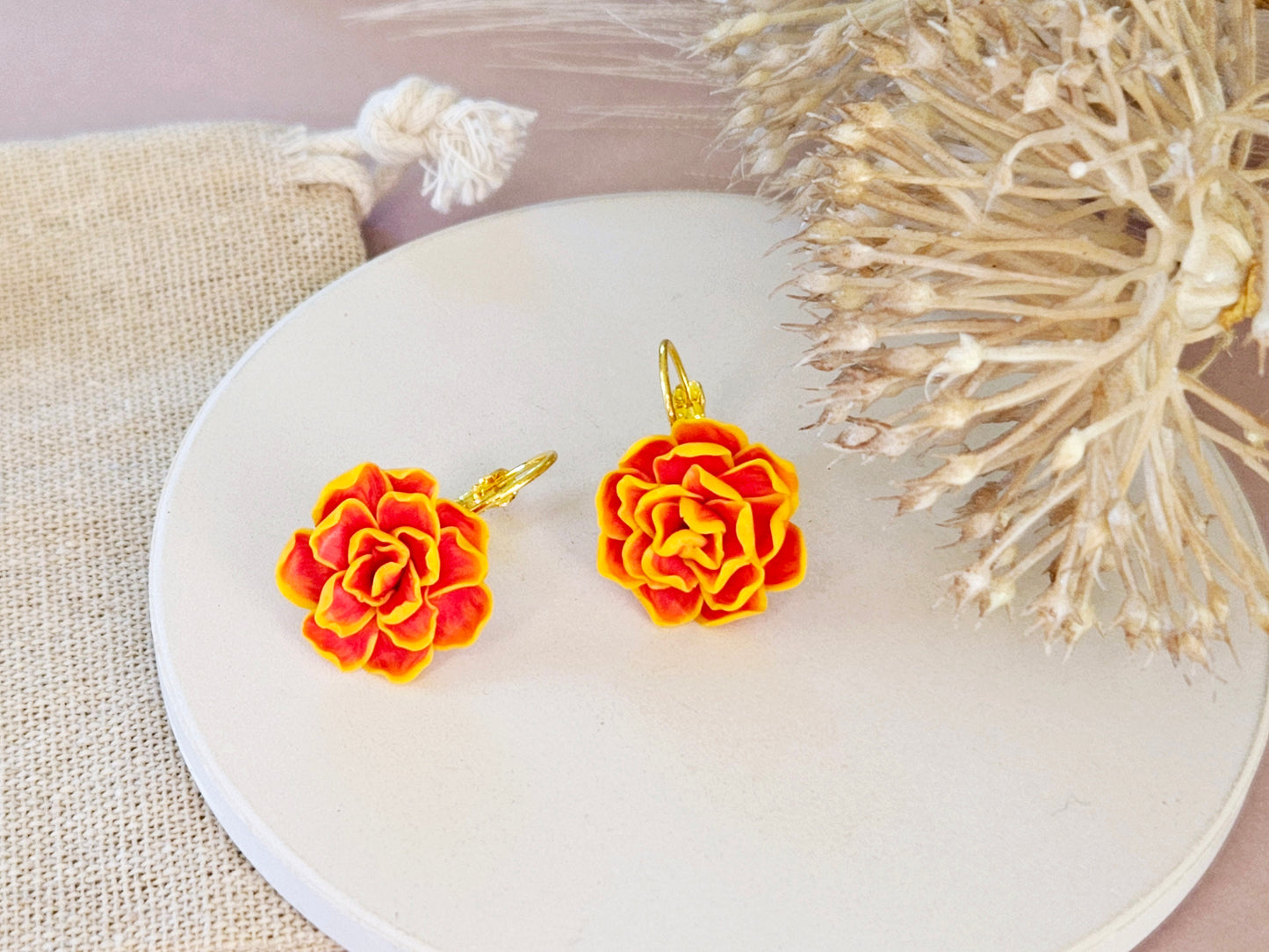 Birth Flower Collection October Marigold Earrings