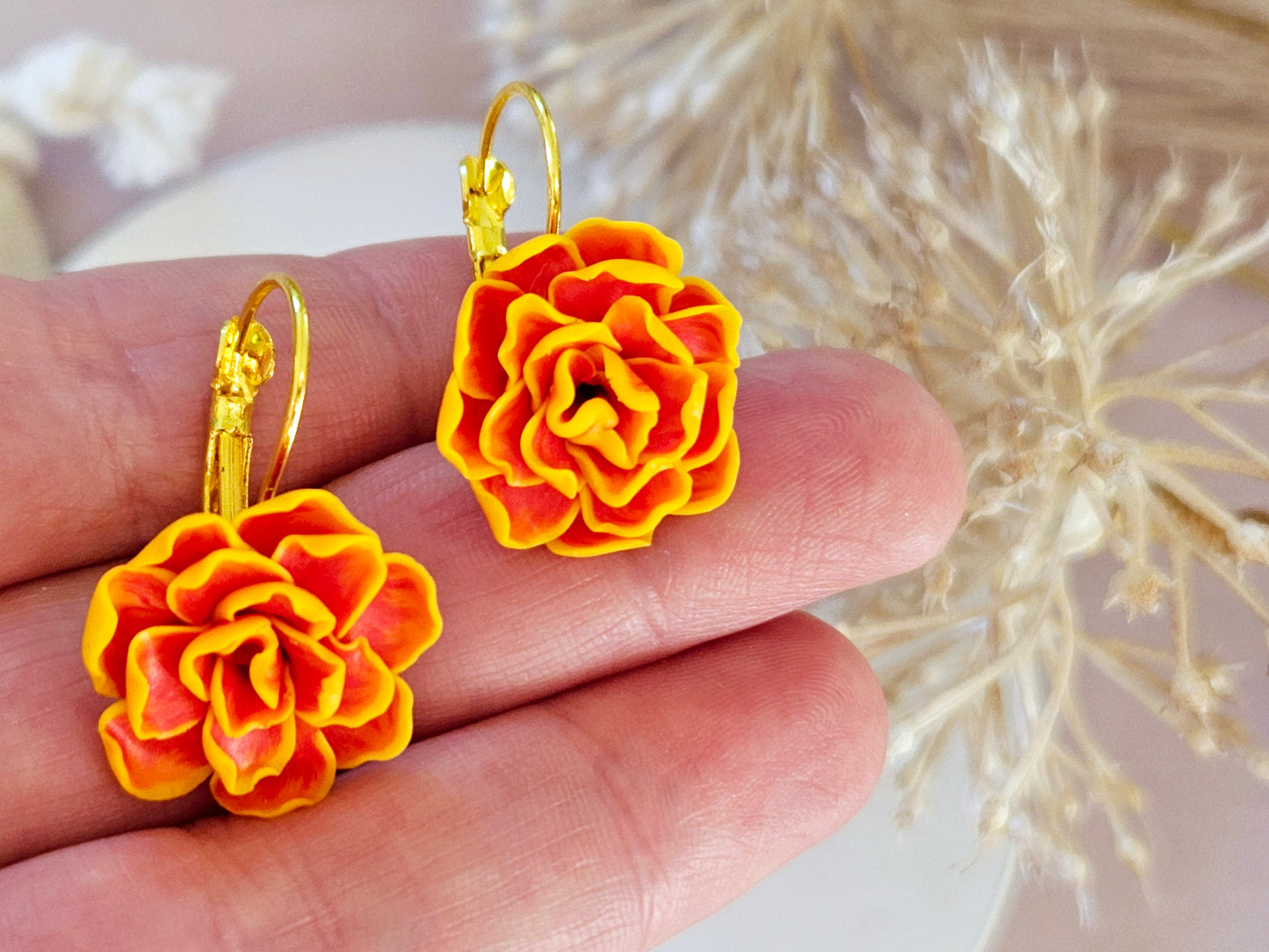 Birth Flower Collection October Marigold Earrings