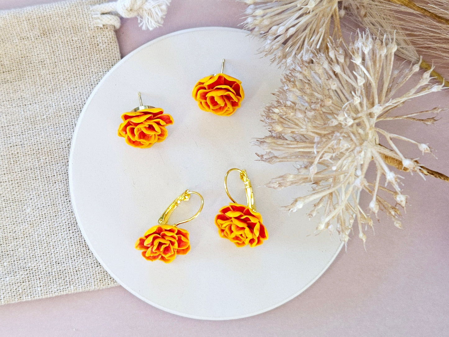 Birth Flower Collection October Marigold Studs