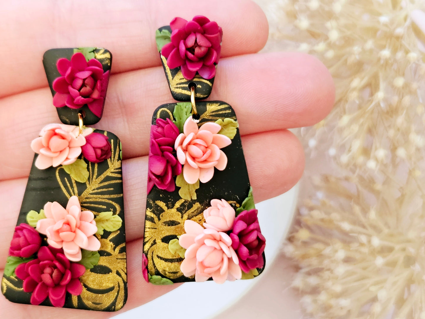 Birth Flower Collection November Chrysanthemum Statement Earrings