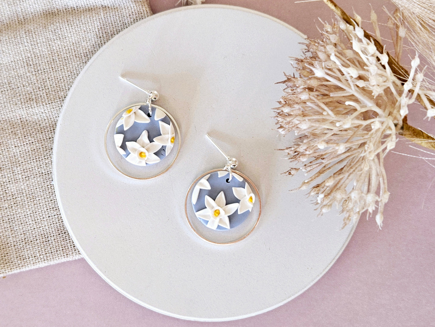 Birth Flower Collection December Paperwhite Narcissus Earrings