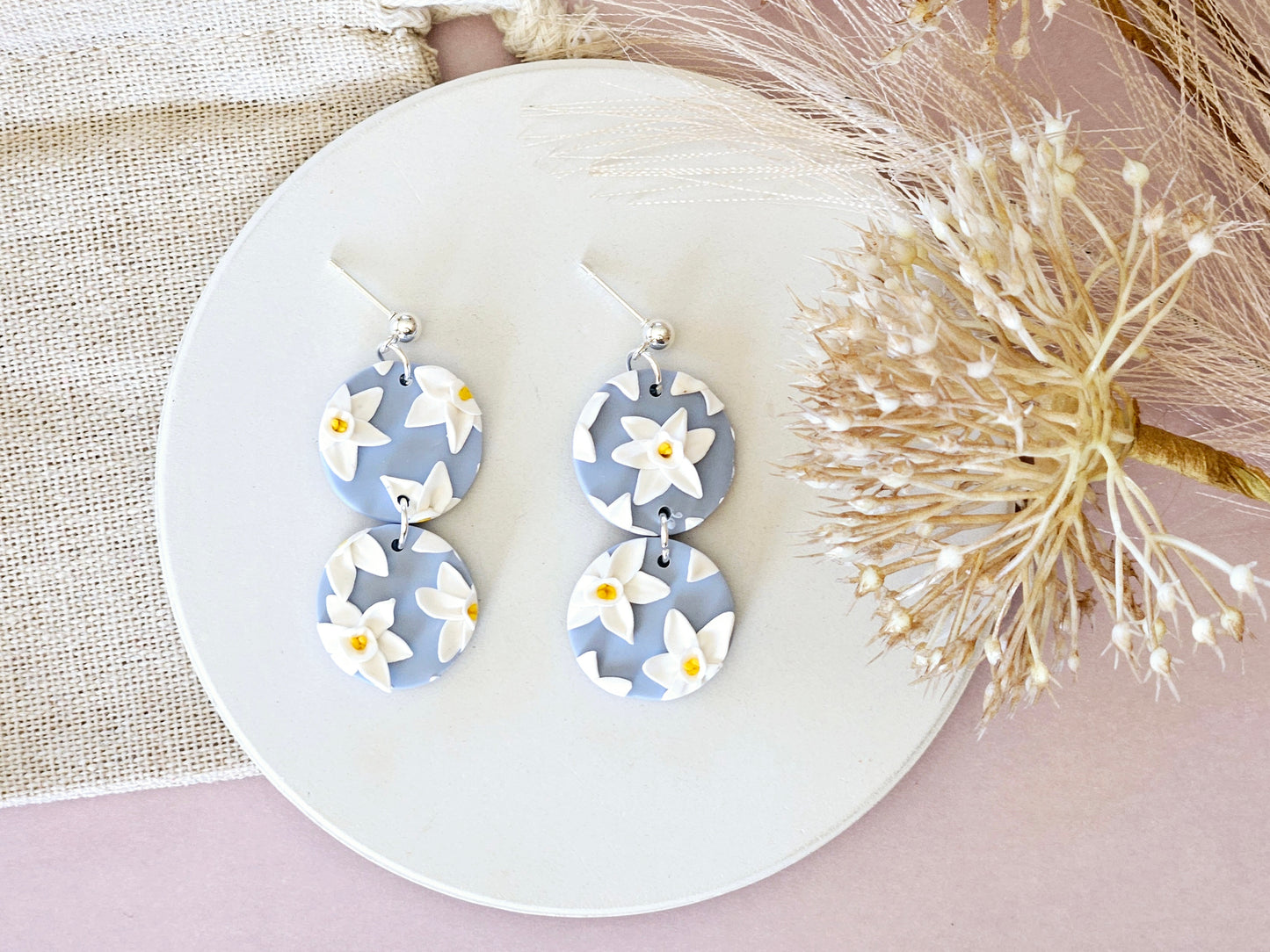 Birth Flower Collection December Paperwhite Narcissus Earrings