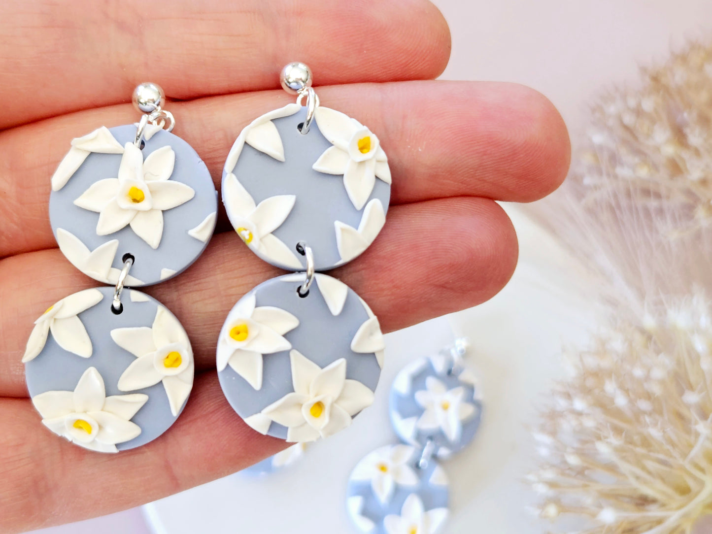 Birth Flower Collection December Paperwhite Narcissus Earrings