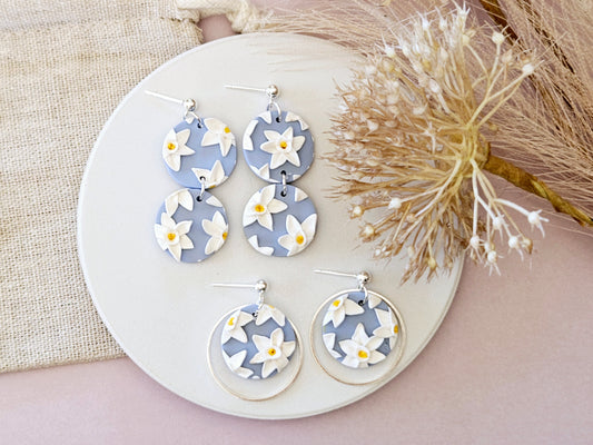 Birth Flower Collection December Paperwhite Narcissus Earrings