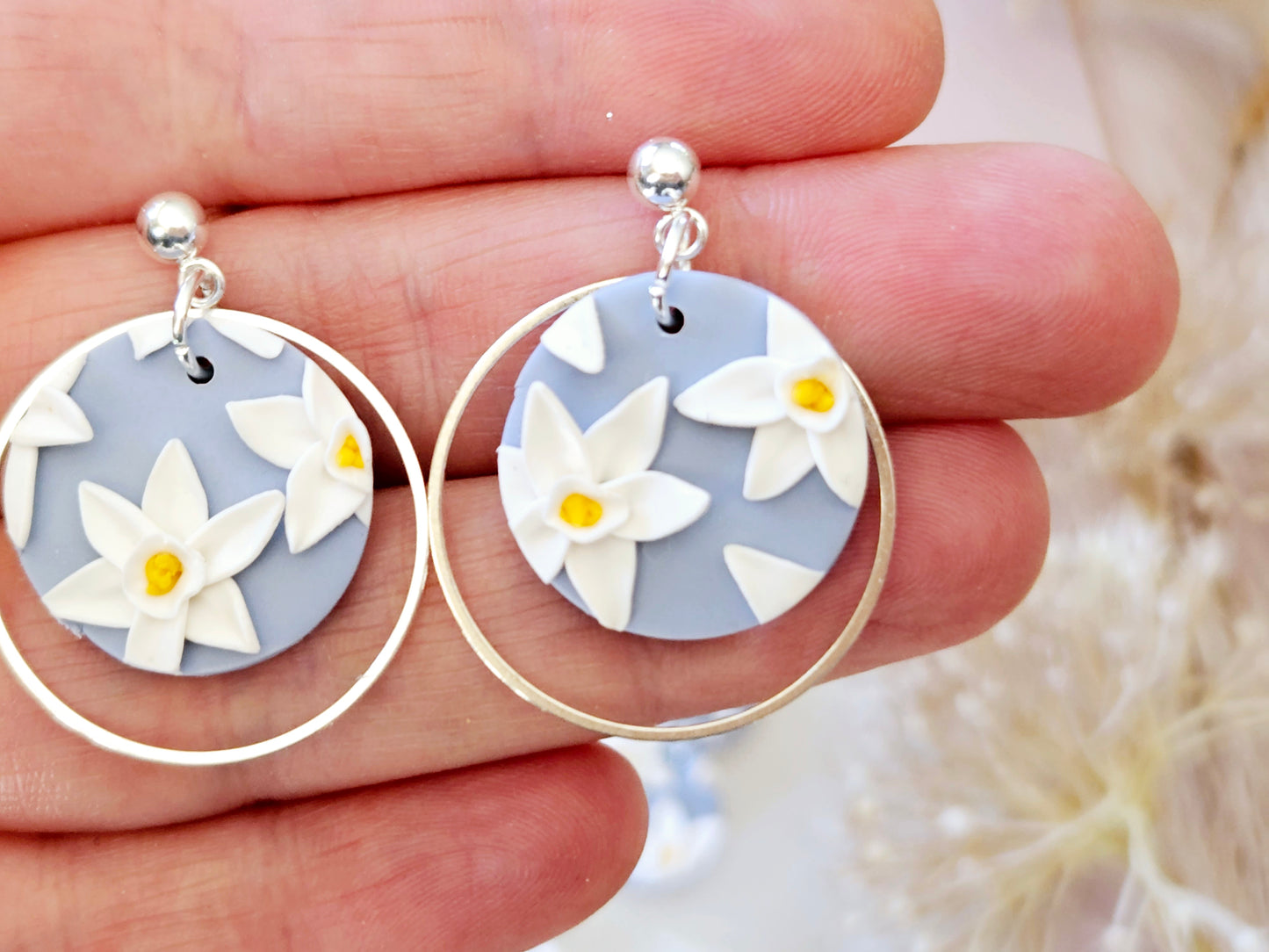 Birth Flower Collection December Paperwhite Narcissus Earrings