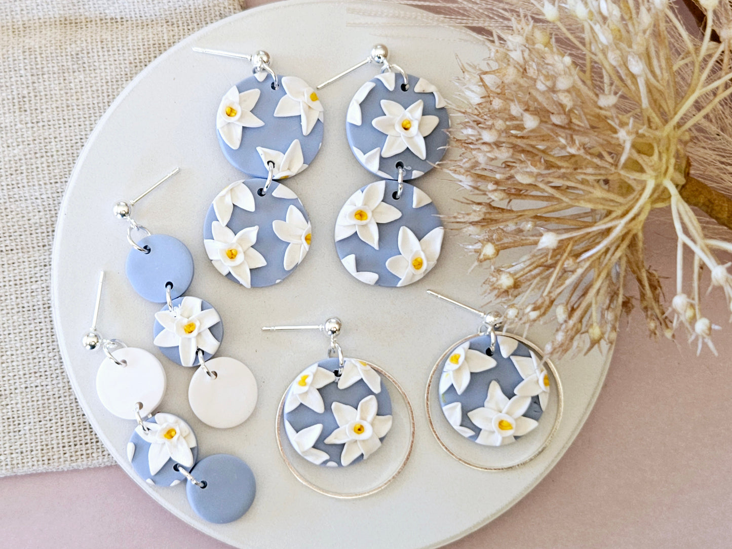 Birth Flower Collection December Paperwhite Narcissus Earrings