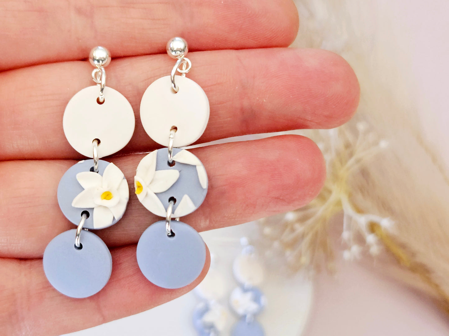 Birth Flower Collection December Paperwhite Narcissus Earrings