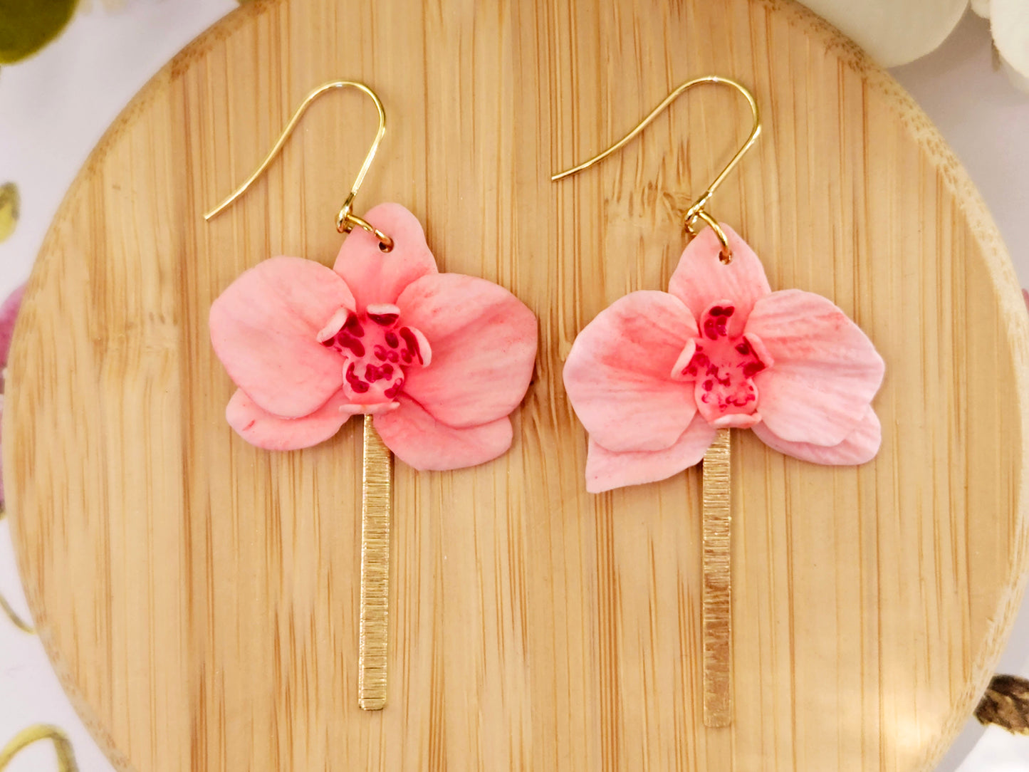 Pink Orchid Hook Earrings