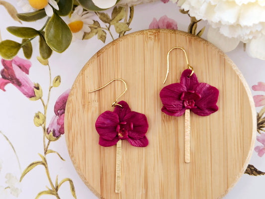 Purple Orchid Hook Earrings