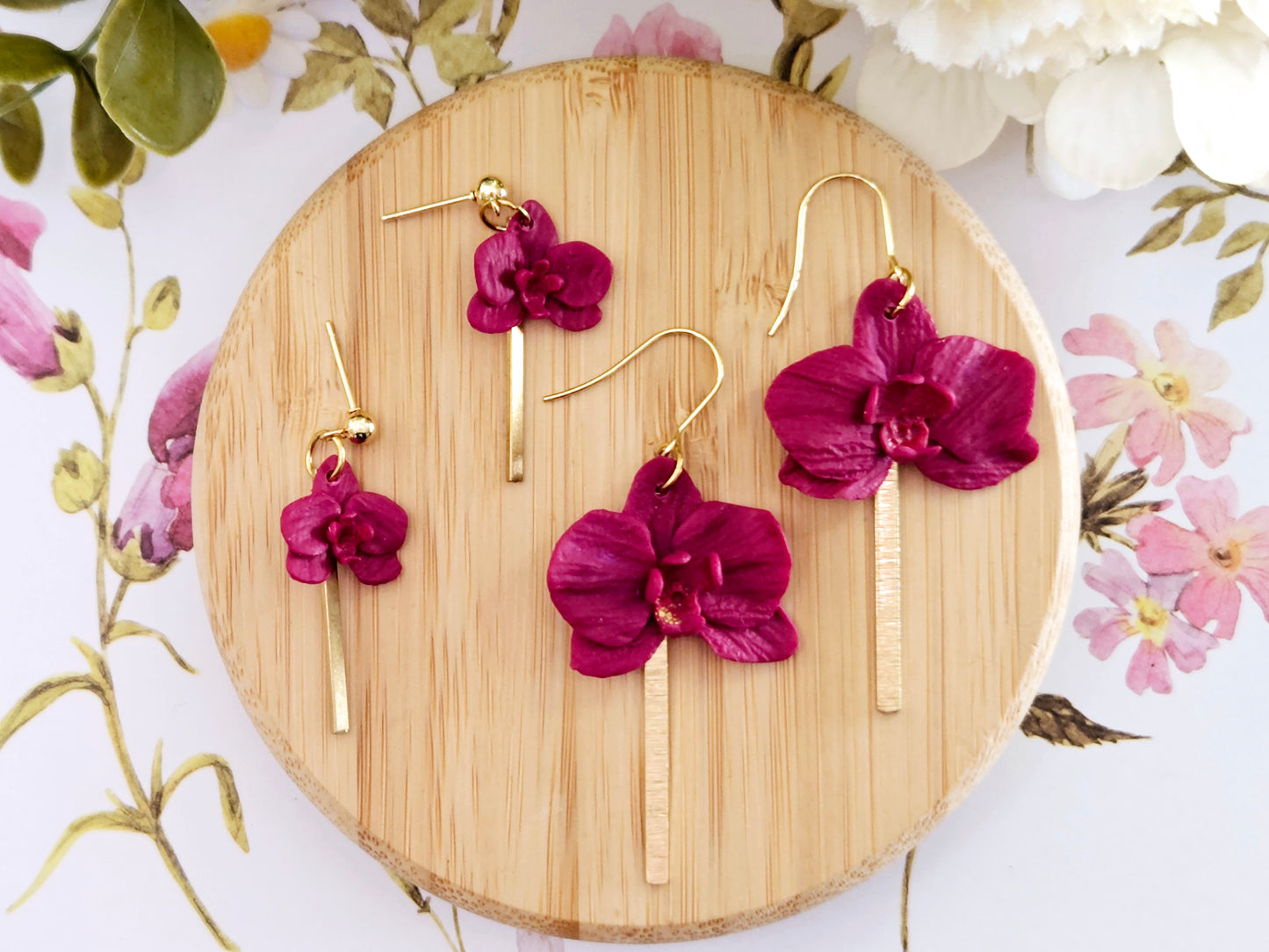 Purple Orchid Hook Earrings