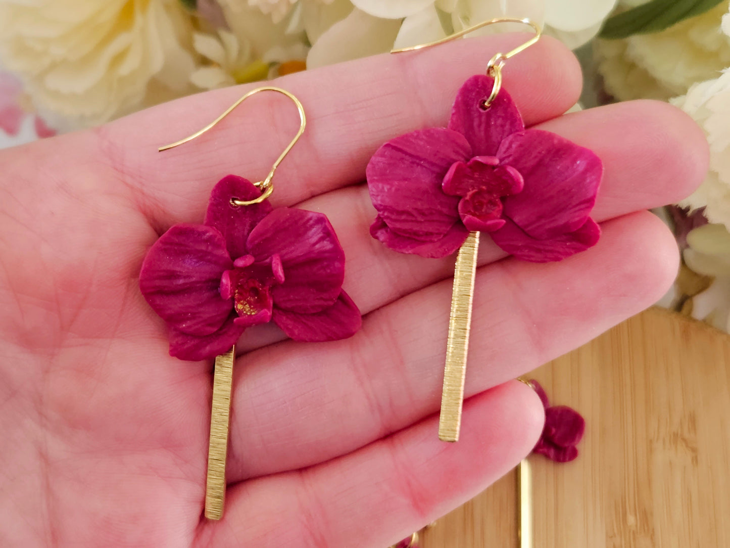 Purple Orchid Hook Earrings