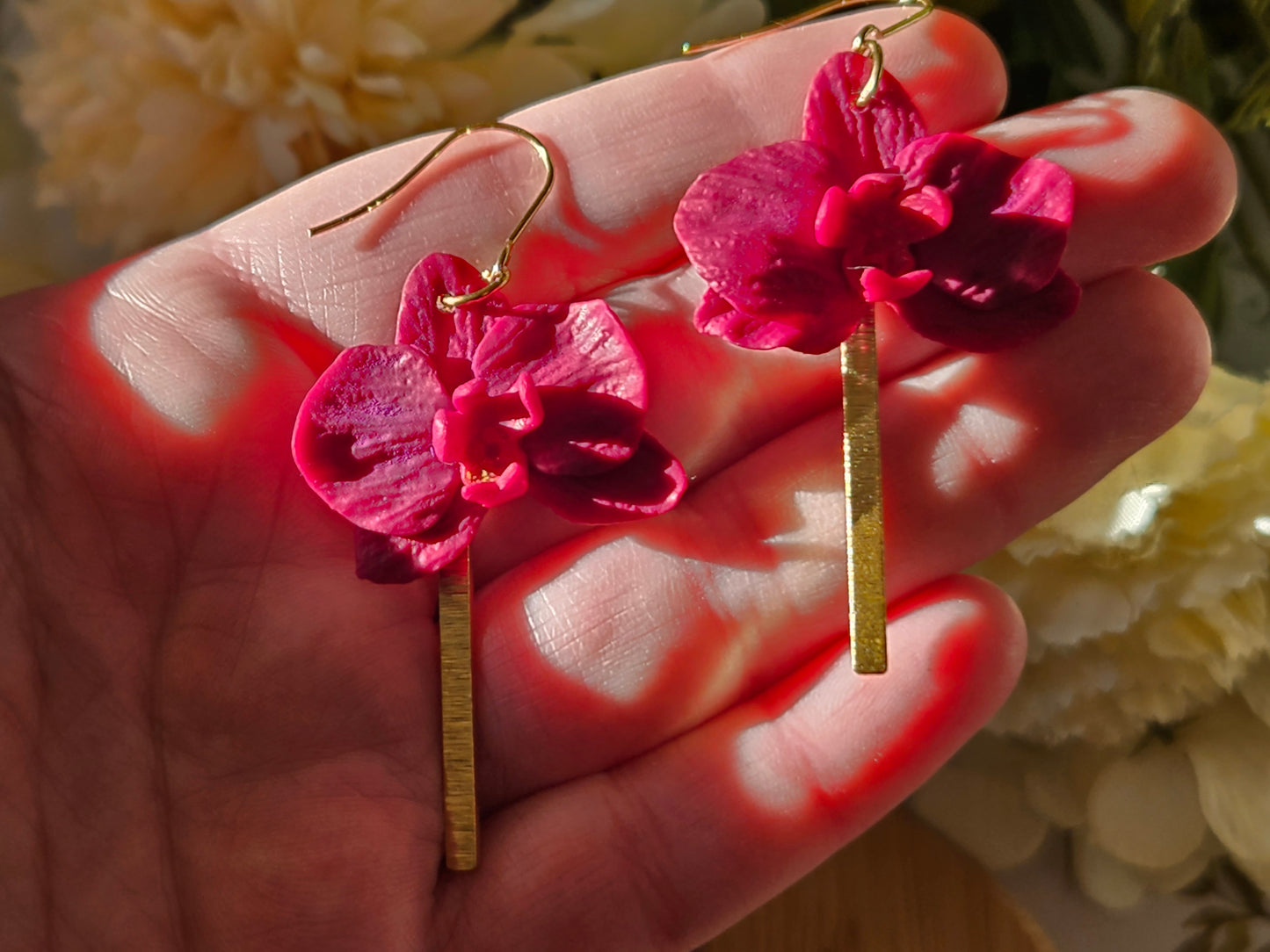 Purple Orchid Hook Earrings