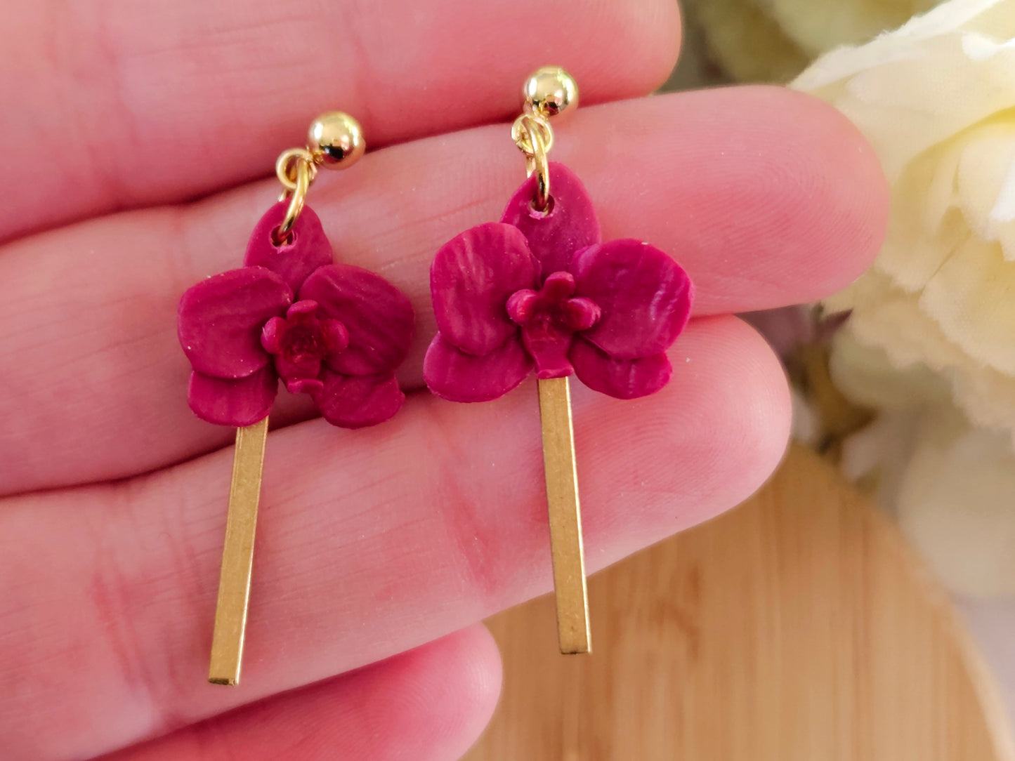 Purple Orchid Earrings