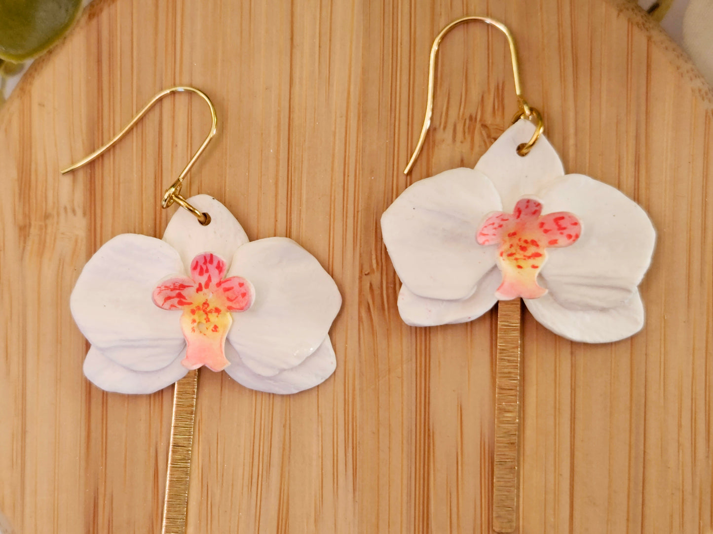 White Orchid Hook Earrings