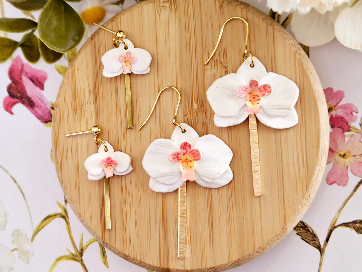 White Orchid Earrings