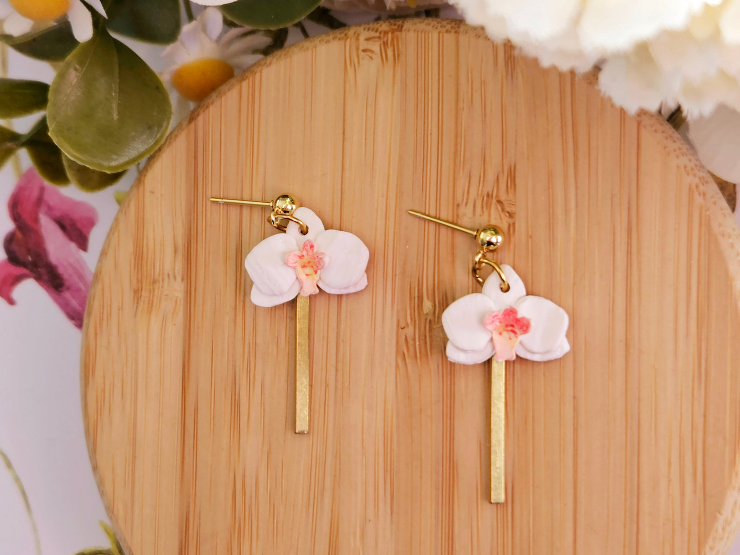 White Orchid Earrings