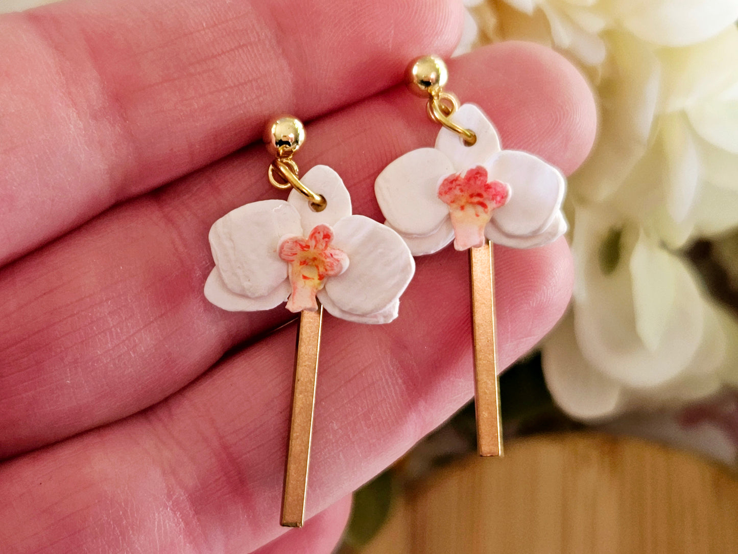 White Orchid Earrings